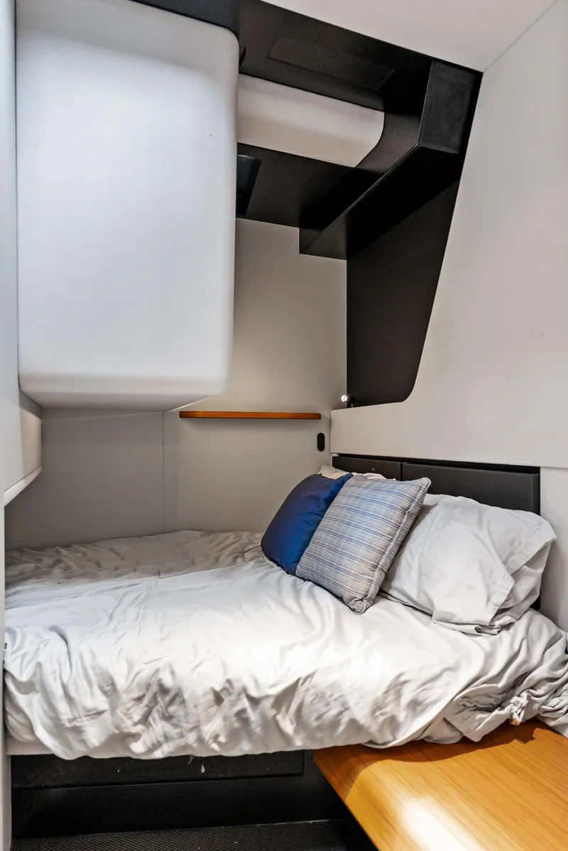 Slide: The Image of Modern cabin interior of 2023 Wally WALLYPOWER58 yacht with cozy bed and sleek design. - 31