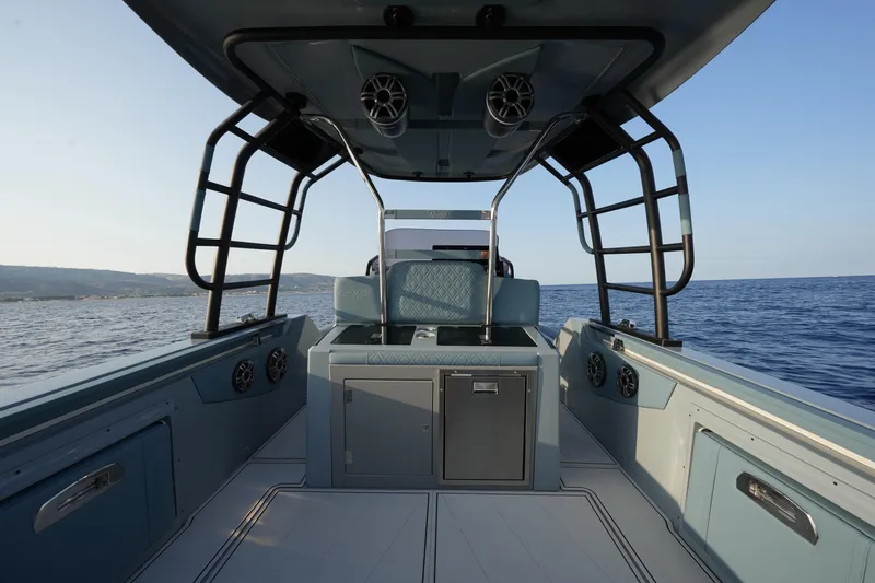 Slide: The Image of 2025 Ranieri Cayman 33 Executive boat interior with ocean view. - 18