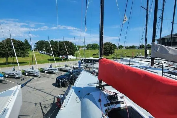 Slide: The Image of Sailboats docked at a marina, Carroll Marine Farr 30, 1996 model. - 8