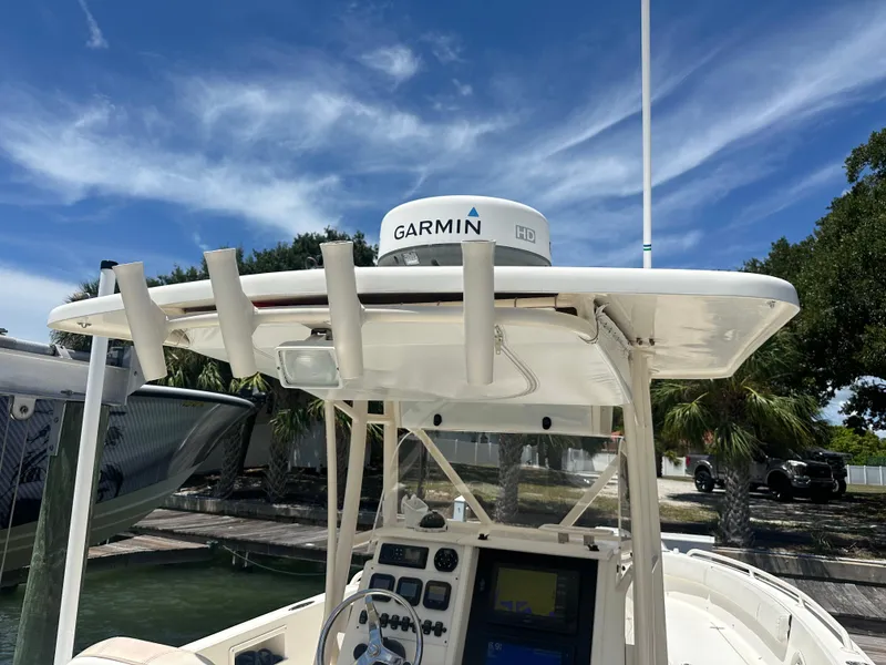 Slide: The Image of 2013 Stamas 317 Tarpon boat with Garmin radar and fishing rod holders. - 17