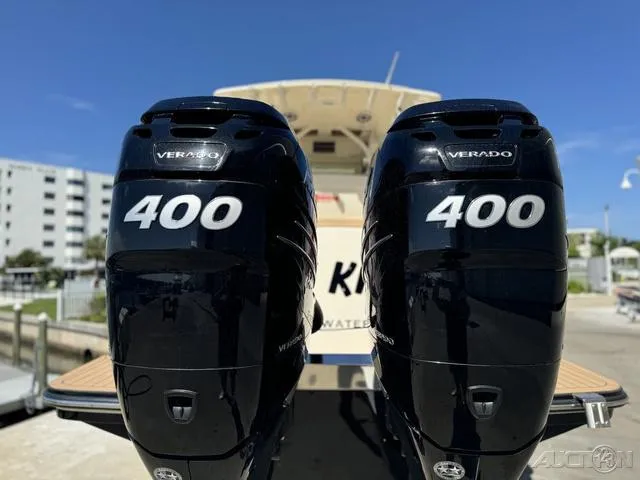 Slide: The Image of 2022 Scout 330 LXF with twin 400 Verado outboard engines. - 14