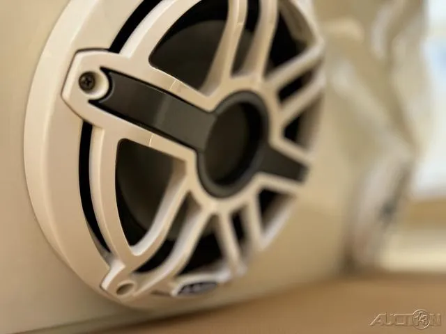 Slide: The Image of Close-up of a speaker on a 2022 Scout 330 LXF boat. - 46