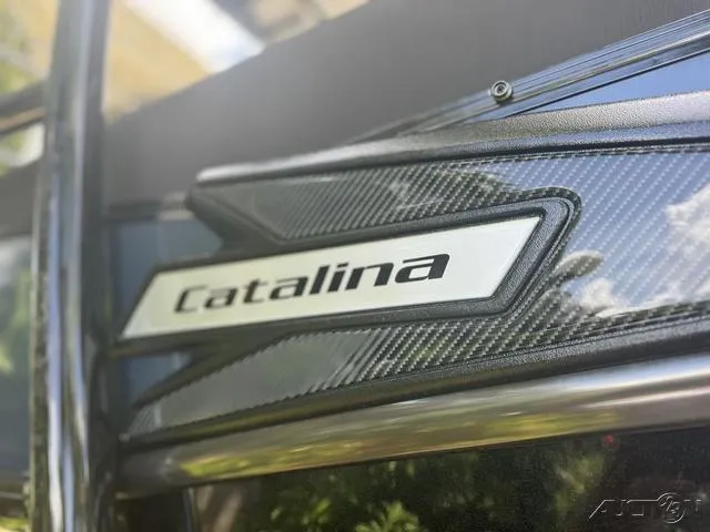 Slide: The Image of Close-up of 2024 Avalon Catalina Entertainer Funship 27 FT logo. - 10