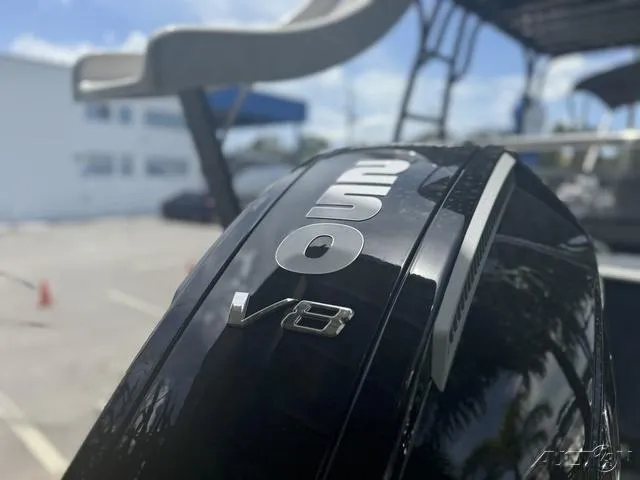 Slide: The Image of Close-up of 2024 Avalon Catalina Entertainer Funship 27 FT V8 engine. - 14