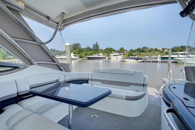 Slide: The Image of Luxurious 2017 Formula 370 Super Sport yacht interior with marina view. - 20