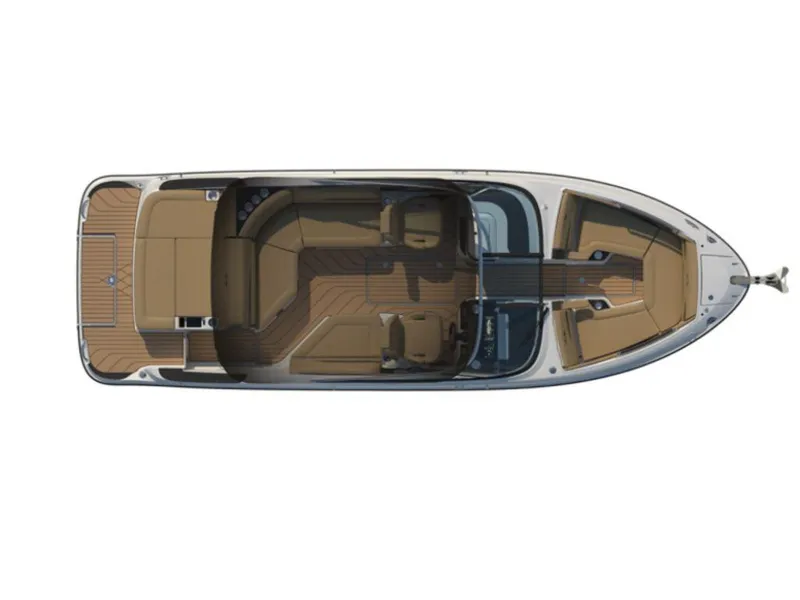Slide: The Image of Top view of 2023 Sea Ray SLX 260 boat interior layout. - 5