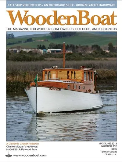 Slide: The Image of 1929 Stephens Brothers 34 Trunk Cabin Cruiser on WoodenBoat magazine cover, May/June 2013 issue. - 23