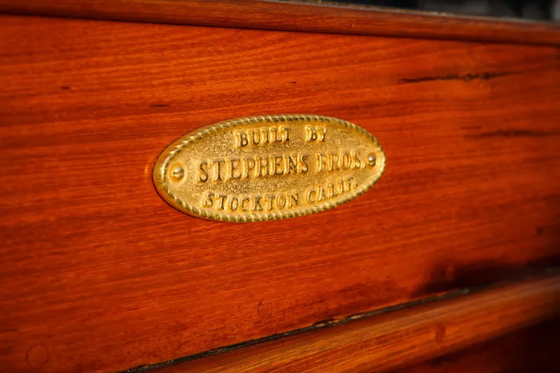 Slide: The Image of Plaque on 1929 Stephens Brothers 34 Trunk Cabin Cruiser, Stockton, California. - 9