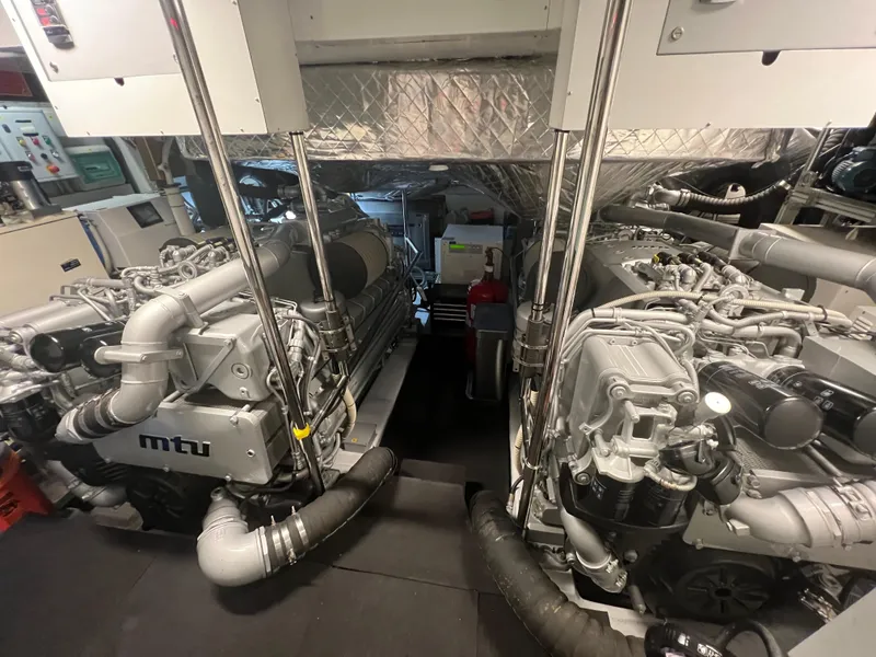 Slide: The Image of Engine room of 2017 Pershing 92 Motor Yacht with MTU engines. - 13