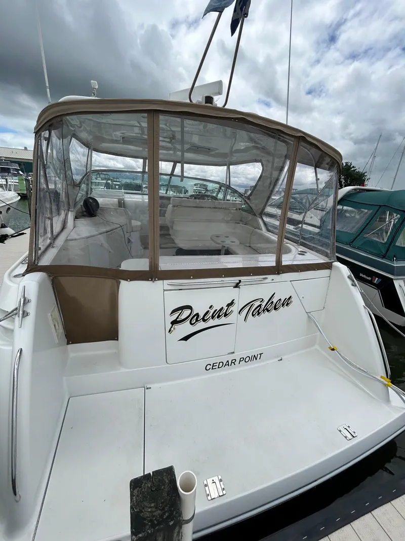 Slide: The Image of 1997 Formula 41 PC boat named "Point Taken" docked at Cedar Point. - 20