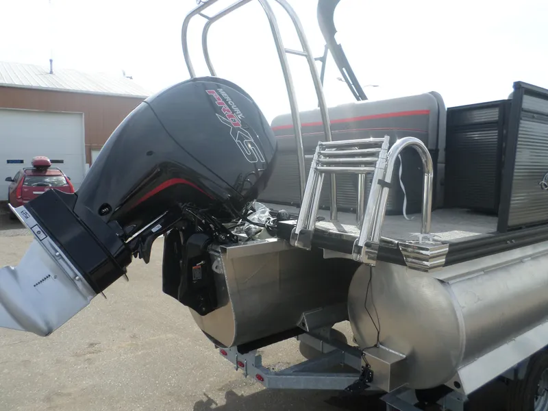 Slide: The Image of 2024 Apex Qwest 820 Lanai LT TRI pontoon boat with Mercury Pro XS engine. - 4