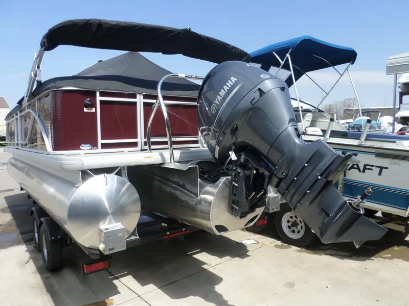 Slide: The Image of 2024 Godfrey Sweetwater 2286SB Tri pontoon boat with Yamaha outboard motor. - 5