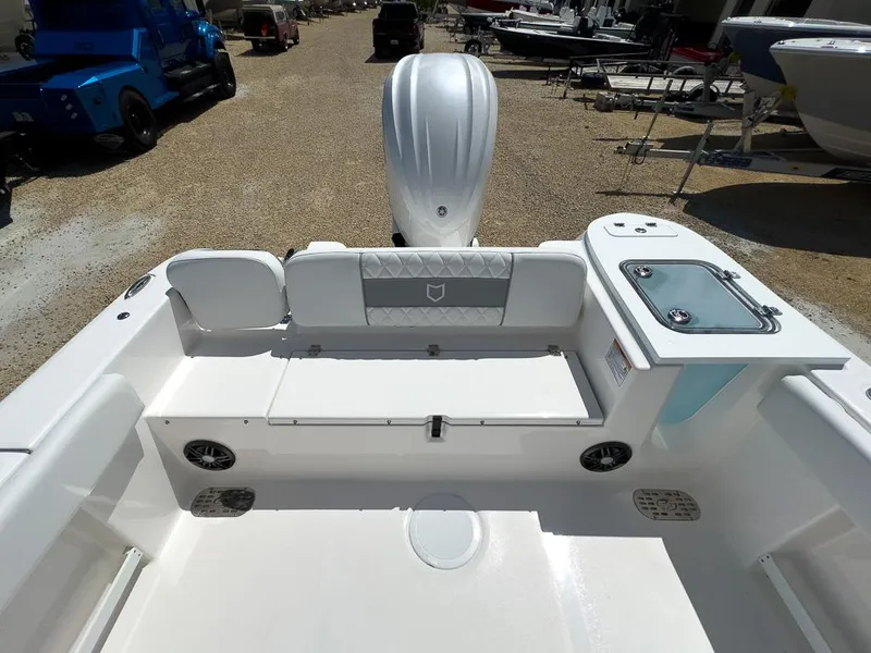 Slide: The Image of 2025 Sea Fox 248 Commander boat interior with seating and storage compartments. - 8