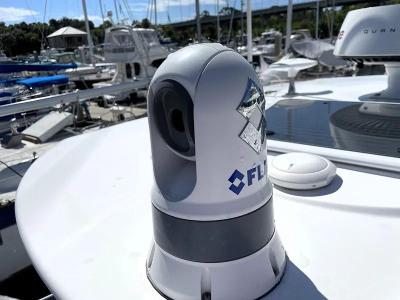 Slide: The Image of FLIR camera on 2020 Monterey 345 Sport Yacht, docked at marina. - 41