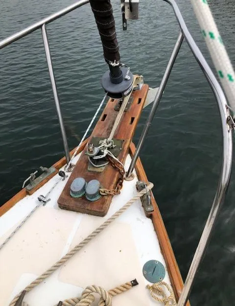 Slide: The Image of Bow of 1983 Cape Dory 28 sailboat with anchor and rigging. - 9