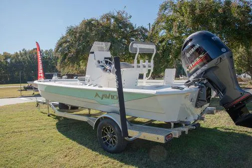 Slide: The Image of 2024 Avid 21 FSX boat on trailer with outboard motor. - 3