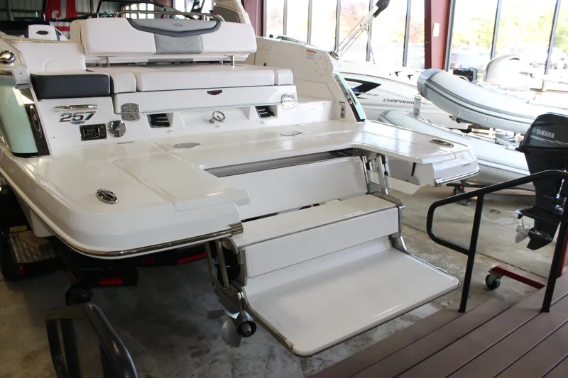 Slide: The Image of 2020 Chaparral 257 SSX boat with extended swim platform and seating. - 5