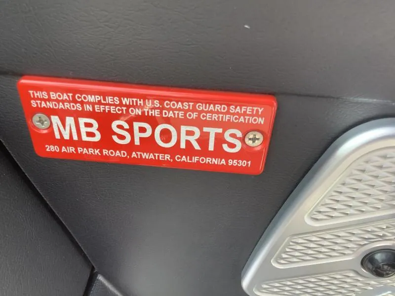 Slide: The Image of MB Sports compliance label on 2016 MB B52 23 boat, Atwater, California. - 15