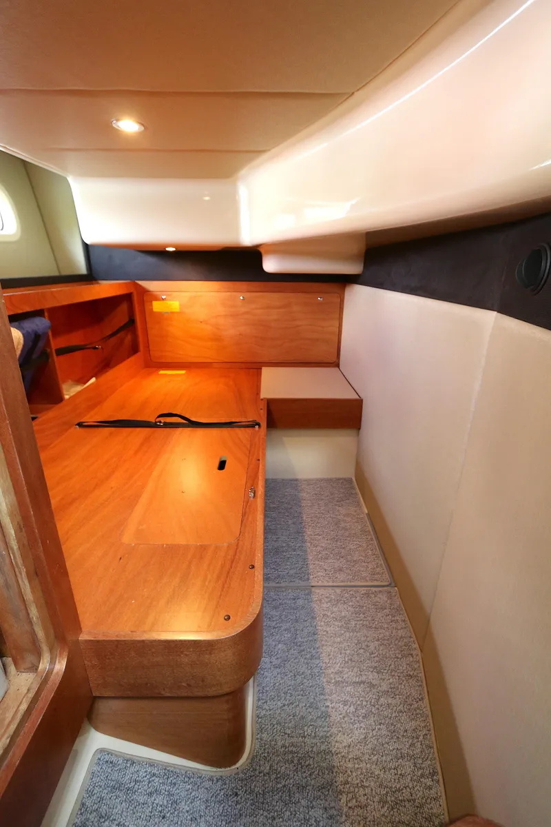Slide: The Image of Interior cabin of 2014 Azimut Magellano 43 yacht with wooden furnishings. - 12
