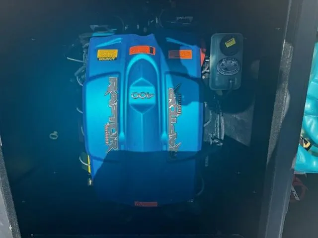 Slide: The Image of 2020 ATX Boats 24 TYPE-S engine compartment with Raptor 400 engine. - 14