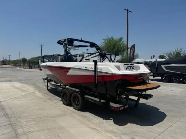 Slide: The Image of 2020 ATX Boats 24 TYPE-S on trailer, red and white exterior. - 4