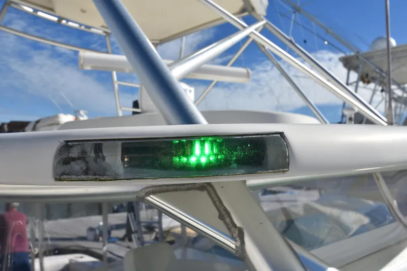 Slide: The Image of Close-up of 2006 Albemarle 41 Express boat with green navigation light. - 45