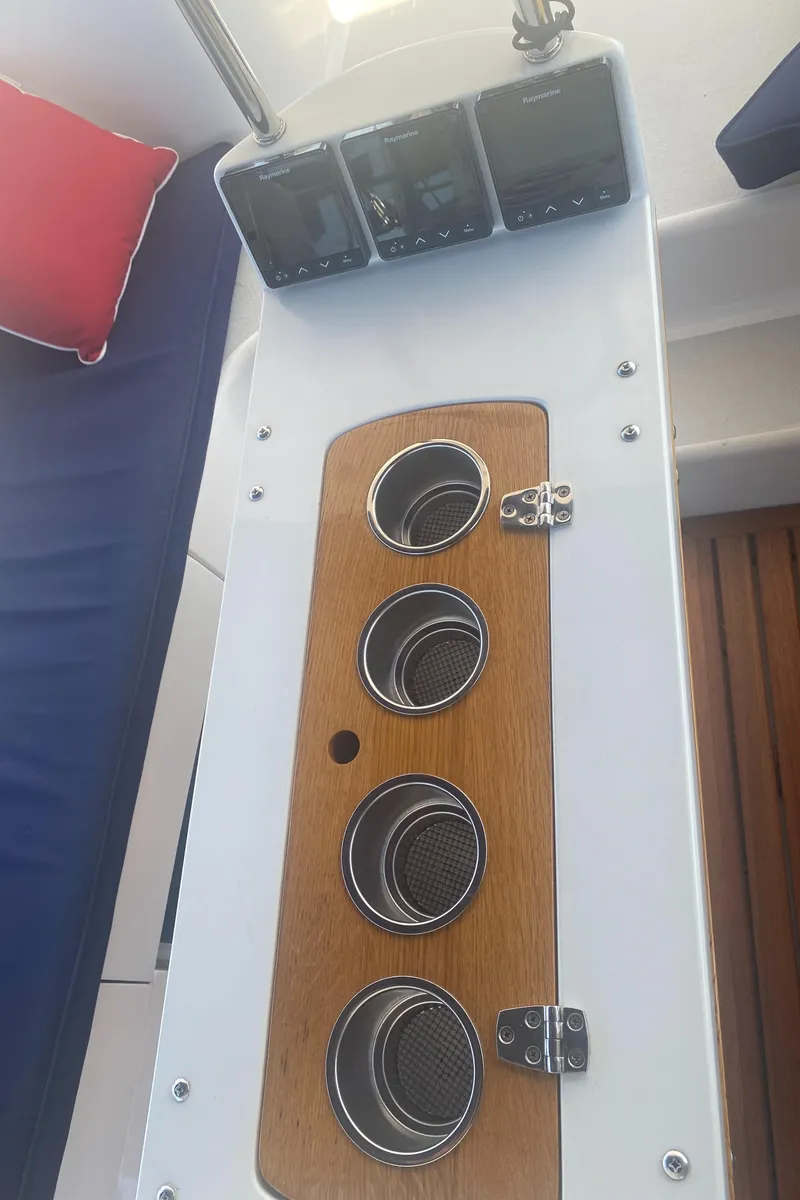 Slide: The Image of Catalina 470 yacht cockpit table with cup holders, 2007 model. - 15