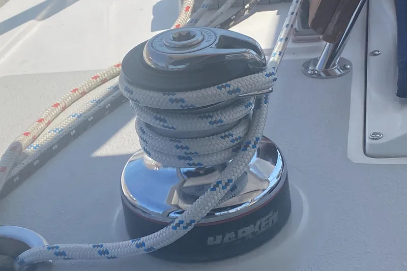 Slide: The Image of Sailboat winch with ropes on a 2007 Catalina 470 yacht. - 16