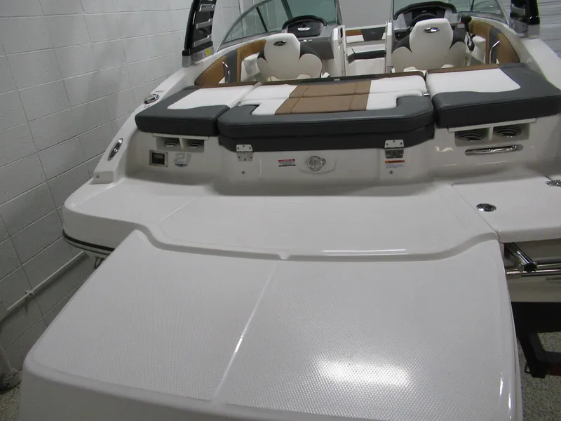 Slide: The Image of 2024 Chaparral 21 SSi boat interior with seating and swim platform. - 7