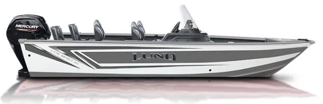 Slide: The Image of 2025 Lund 1775 Impact XS SS boat, side view, sleek design, Mercury engine. - 36