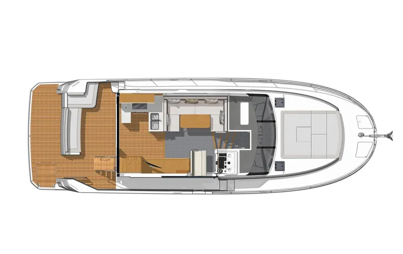 Slide: The Image of Top view layout of 2022 Beneteau Swift Trawler 41 Fly yacht interior. - 29