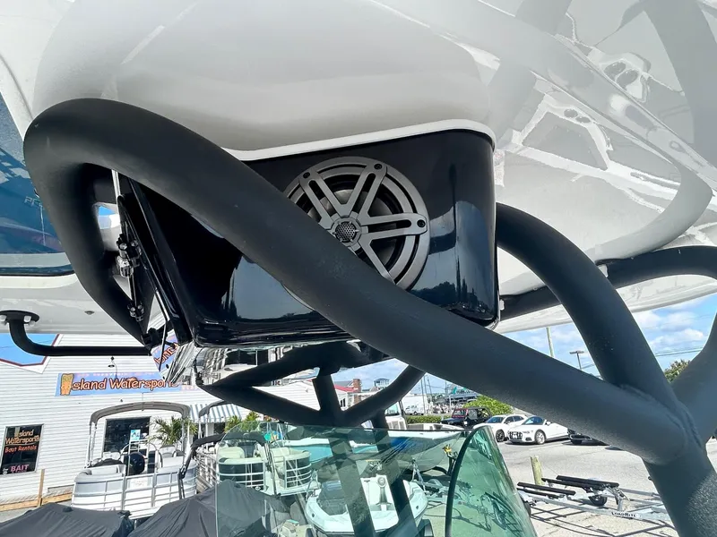 Slide: The Image of 2024 Scarab 255 Open ID boat with overhead speaker system. - 19
