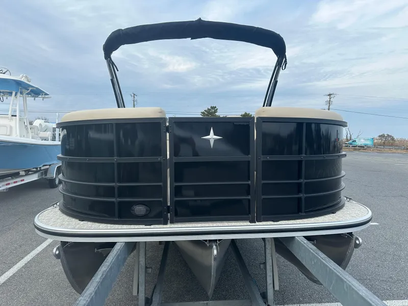 Slide: The Image of 2024 Berkshire 22RFX ARCH CTS 2.75 pontoon boat on trailer. - 2