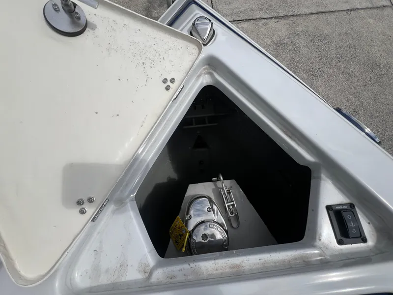 Slide: The Image of 2024 Crownline 270 XSS boat anchor storage compartment. - 20