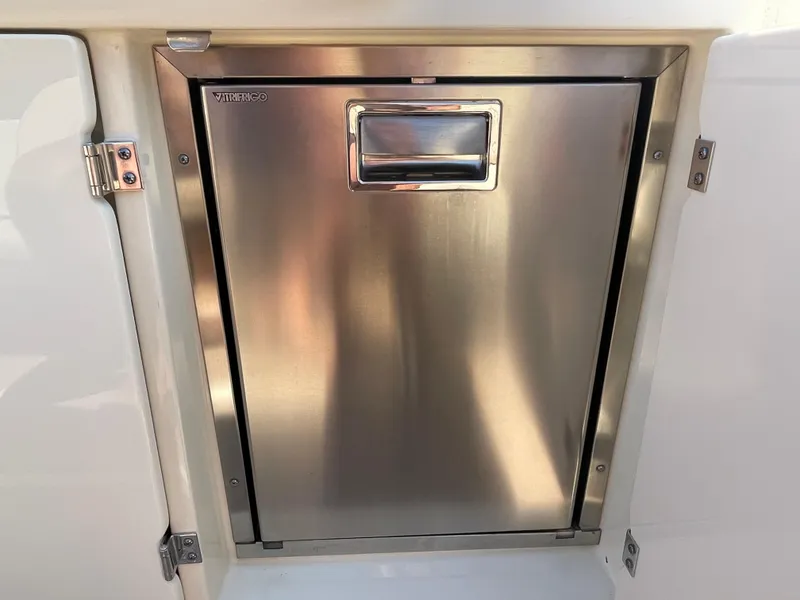 Slide: The Image of Stainless steel refrigerator on 2019 Chris-Craft Catalina 34 boat. - 17