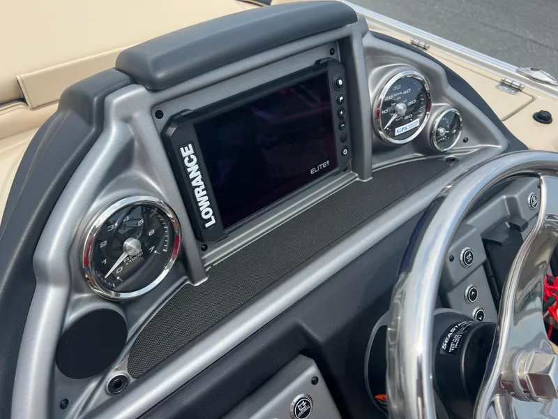 Slide: The Image of Dashboard of 2024 Berkshire 23RFC STS 2.75 with Lowrance Elite display. - 10