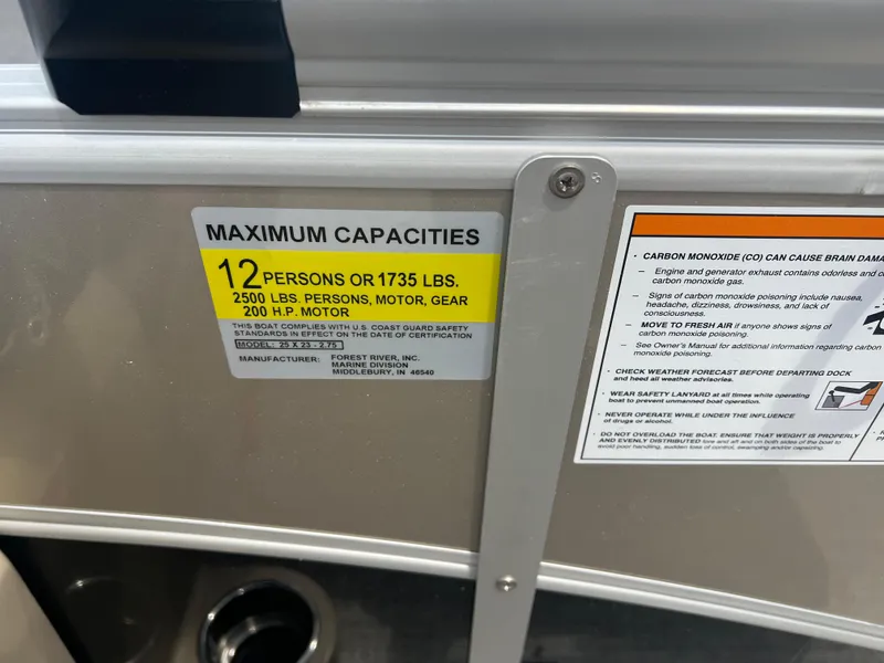 Slide: The Image of 2024 Berkshire 23RFC STS 2.75 maximum capacities label, 12 persons or 1735 lbs. - 20