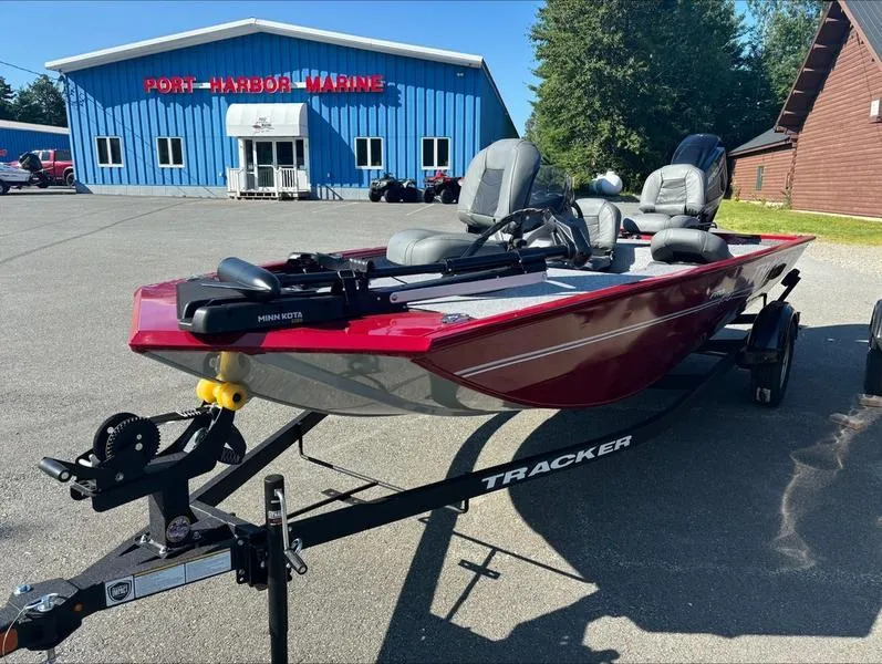 Slide: The Image of 2024 Tracker Pro 170 boat on trailer at Port Harbor Marine. - 9