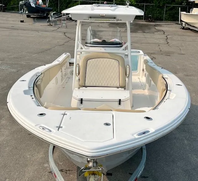 Slide: The Image of 2018 Sea Fox 288 Commander boat on trailer, front view. - 4