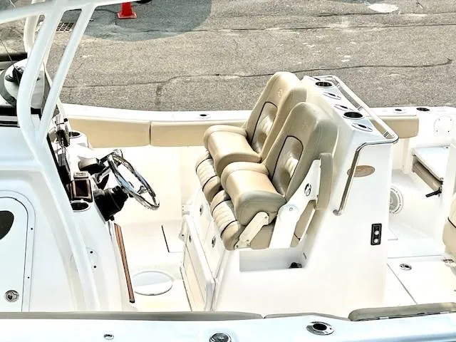 Slide: The Image of 2018 Sea Fox 288 Commander boat interior with dual helm seats. - 9