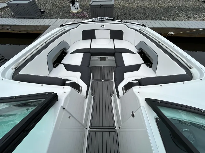 Slide: The Image of 2021 Monterey M65 boat with spacious seating and modern design. - 17