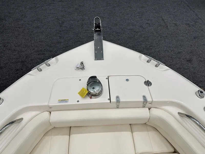 Slide: The Image of 2025 Grady-White Fisherman 257 boat bow with seating and anchor setup. - 15