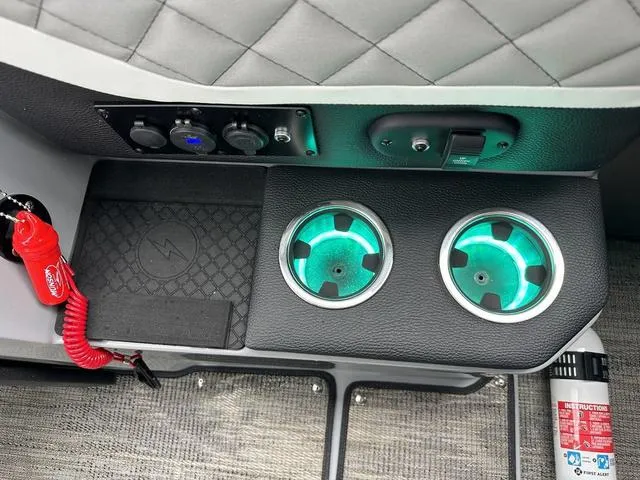 Slide: The Image of Luxurious seating in 2025 Godfrey AP 255 SBC boat with quilted upholstery. - 17