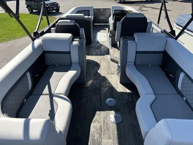 Slide: The Image of Capacity label on 2025 Godfrey AP 255 SBC boat, max 15 persons or 2130 lbs. - 29