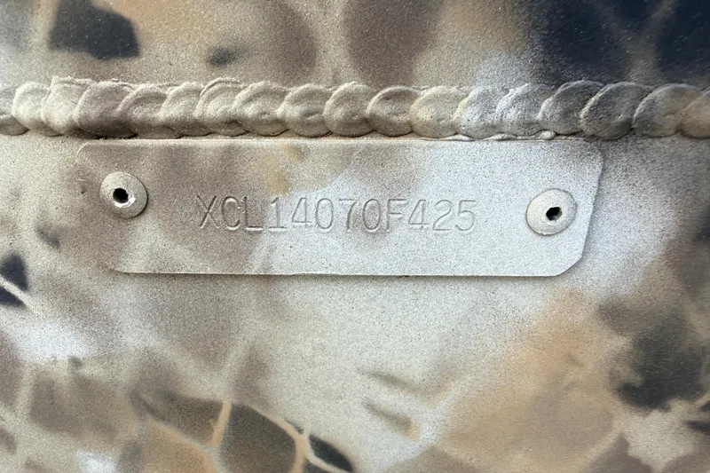 Slide: The Image of Close-up of Excel 1960 Stalker CC 2025 model identification plate with serial number. - 43