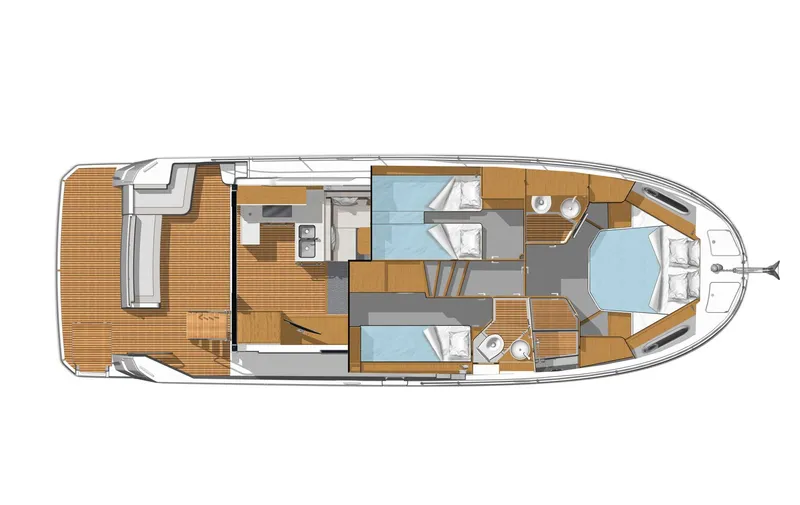 Slide: The Image of 2025 Beneteau Swift Trawler 41 Fly interior layout with cabins and living areas. - 19