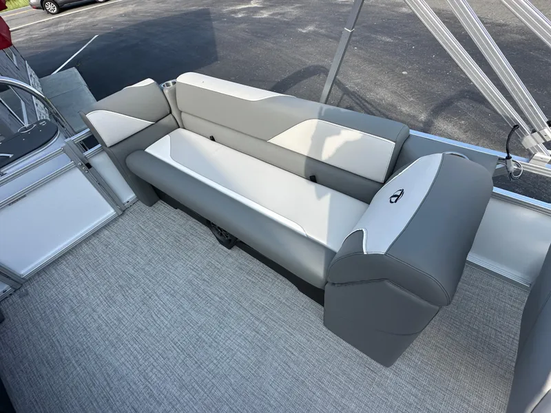 Slide: The Image of 2025 Tahoe Pontoon 2385 Sport 85 Quad Lounger interior seating. - 17