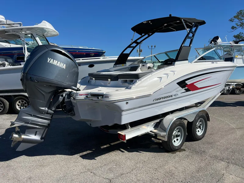 Slide: The Image of 2024 Chaparral 21 SSi OB boat with Yamaha outboard engine on trailer. - 5