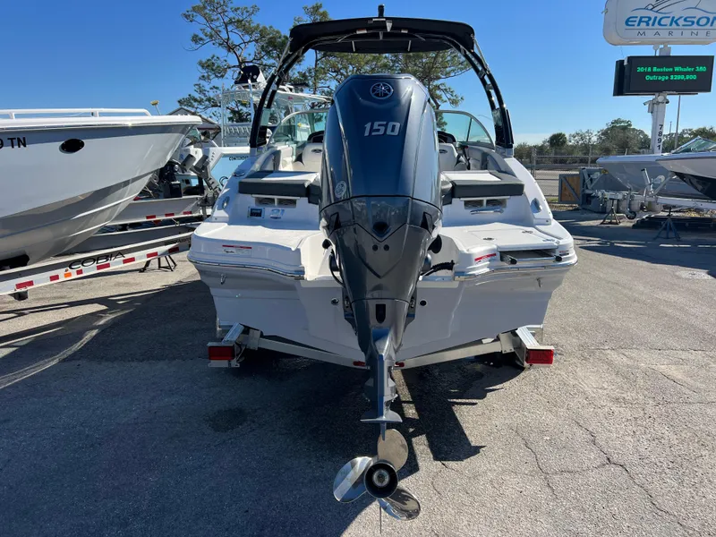 Slide: The Image of 2024 Chaparral 21 SSi OB boat with Yamaha 150 outboard engine, rear view. - 6