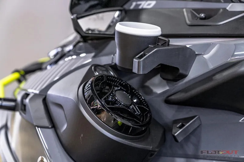 Slide: The Image of 2024 Sea-Doo EXPLORER PRO 170 TECH PACKAGE dashboard close-up with cup holder. - 17